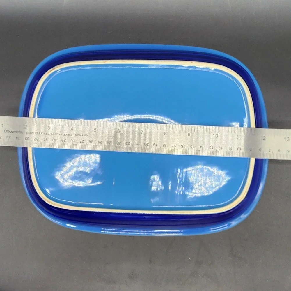 Unbranded Blue  Rectangular Casserole Dish Lidded Stoneware Non-stick Coating
